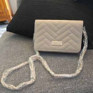 bebe Quilted Crossbody Bag in Beige 7 1/2x5x2